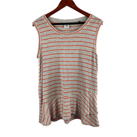 Cabi Womens Sleeveless Striped Tank Top S Red/Gray - Picture 1 of 5